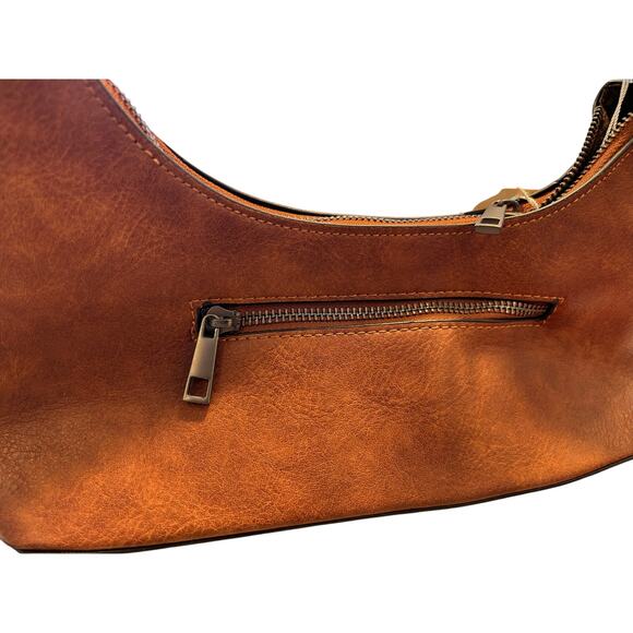 Caitina Brown Faux Leather Shoulder Bag Vintage Style Vegan Crossbody Purs - Picture 5 of 8